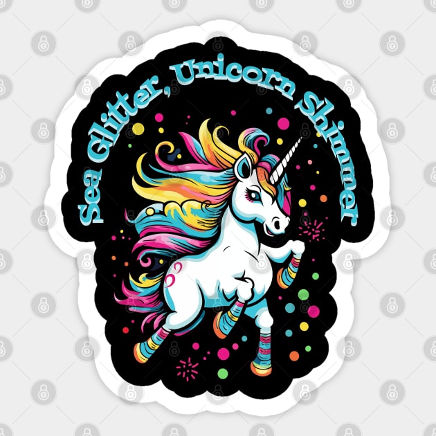 Sea Glitter, Unicorn Shimmer Sticker by WarFX Designs